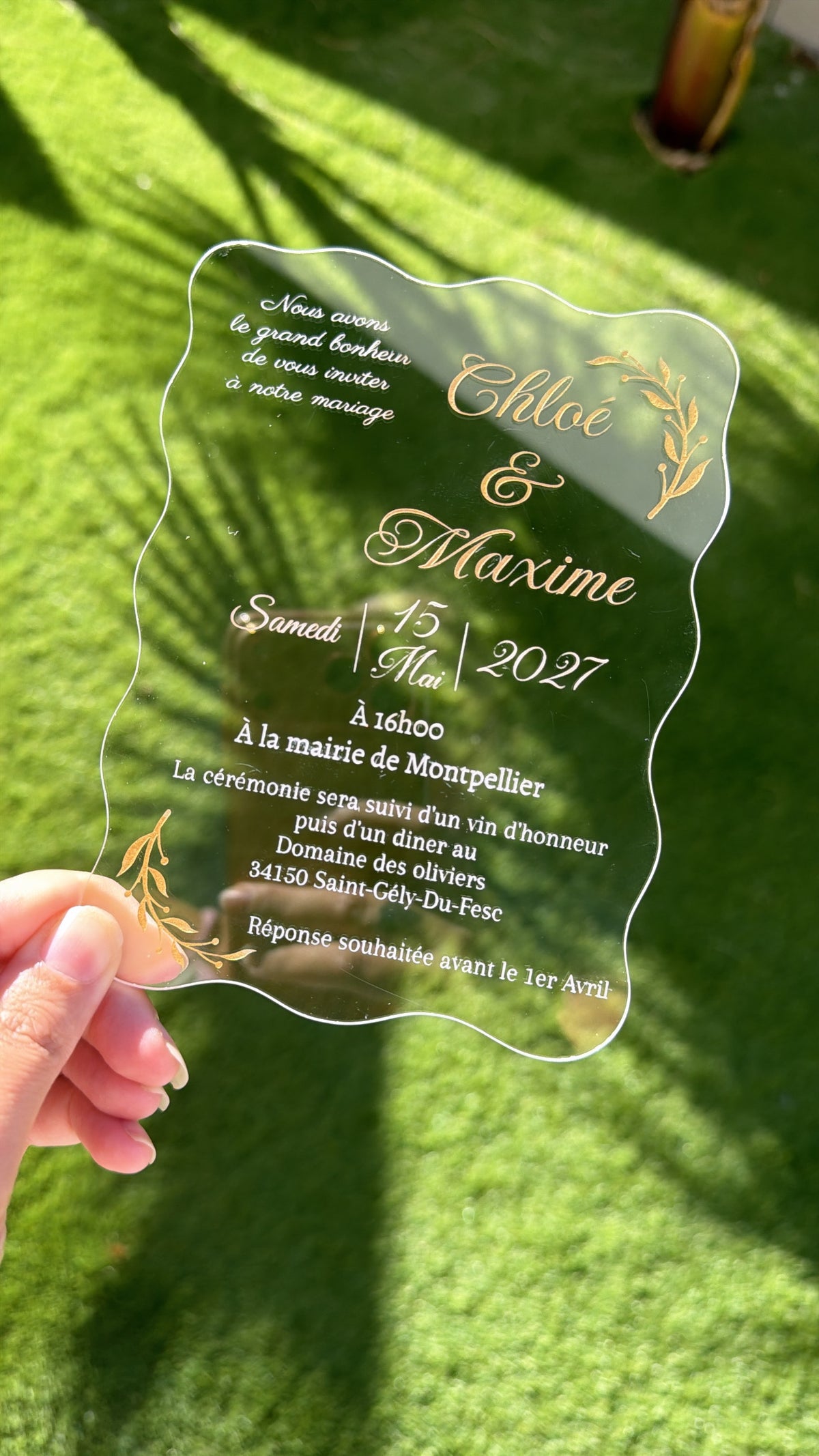 Faire-part de mariage plexiglas transparent – photo 1 | Mapinou