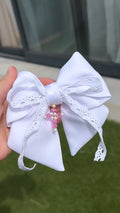 Barrette à cheveux croix perlé Rose